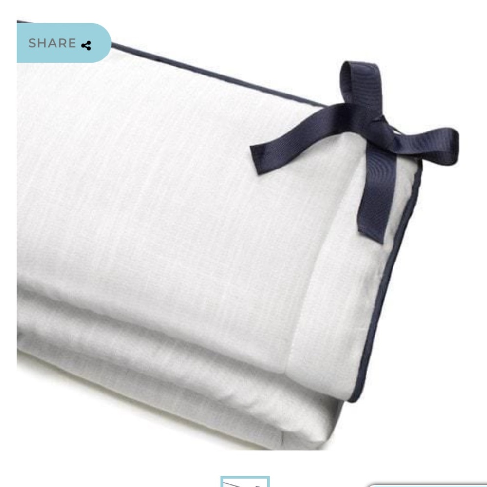 Classic White Cushion with Navy Tie Trim - Home Bedding